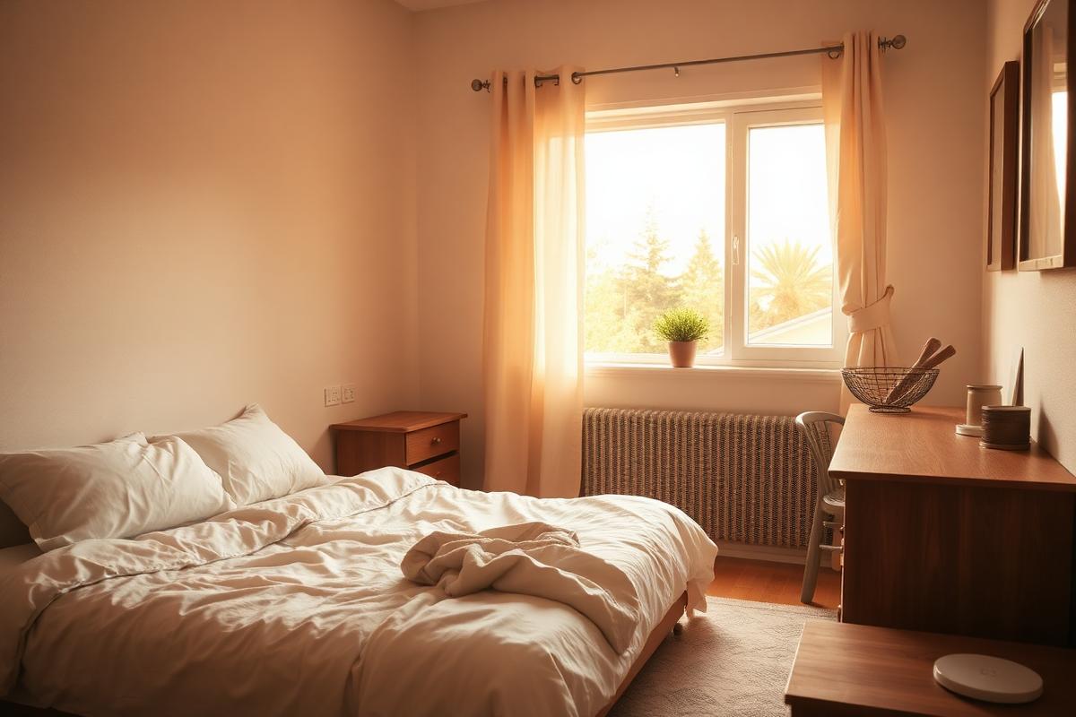 Bright, welcoming resident bedroom with soft natural light